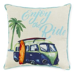 VW Bus Surfer Beach Decorative Pillow Outdoor